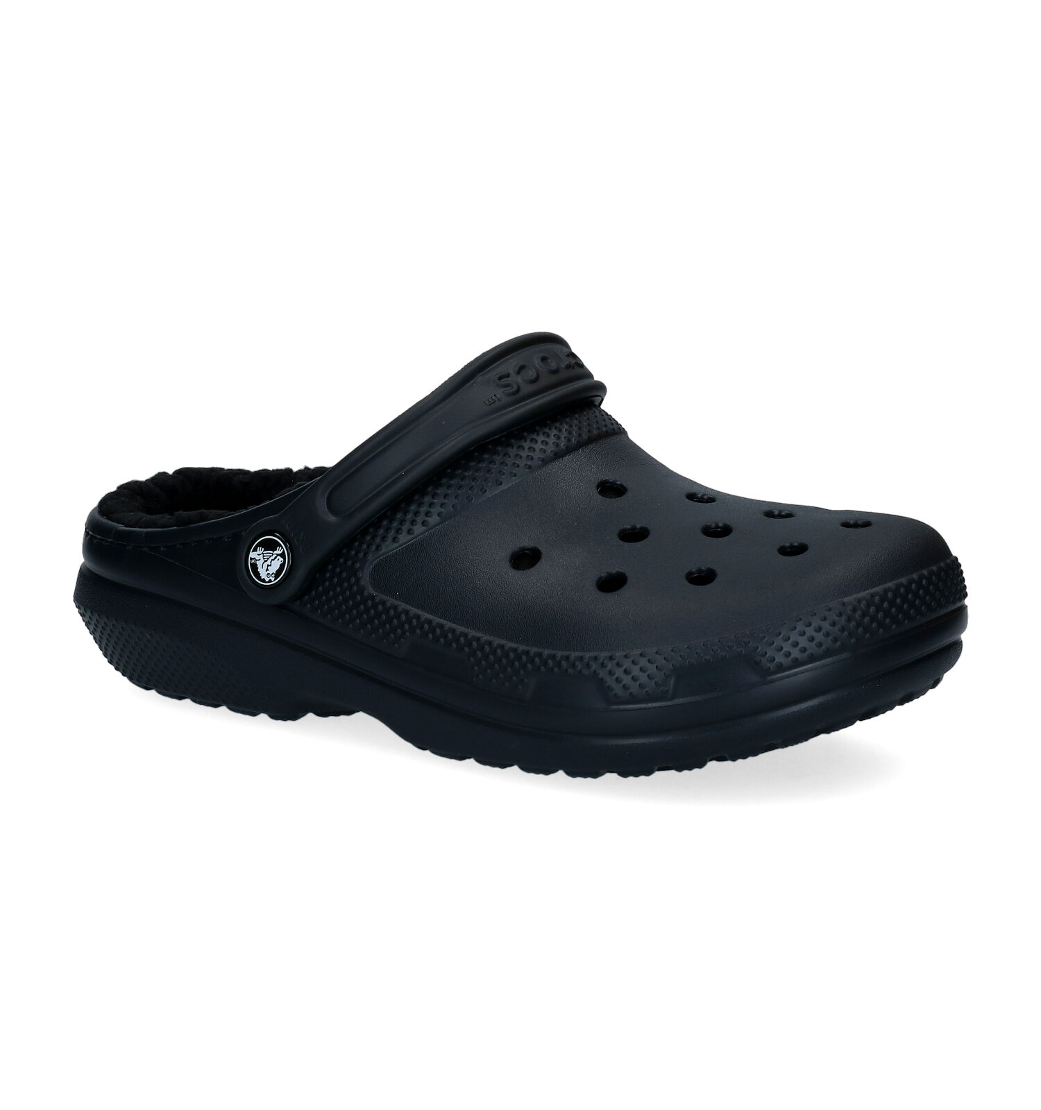 Crocs Classic Fuzz-lined Clog Zwarte Slippers | Dames Slippers