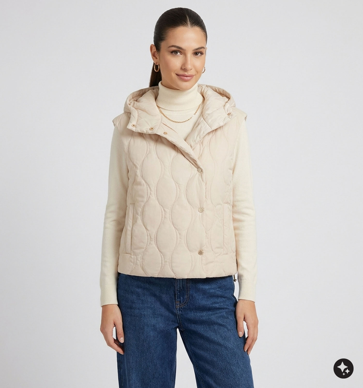 Guess Beige Gewatteerd Bodywarmer met Kap