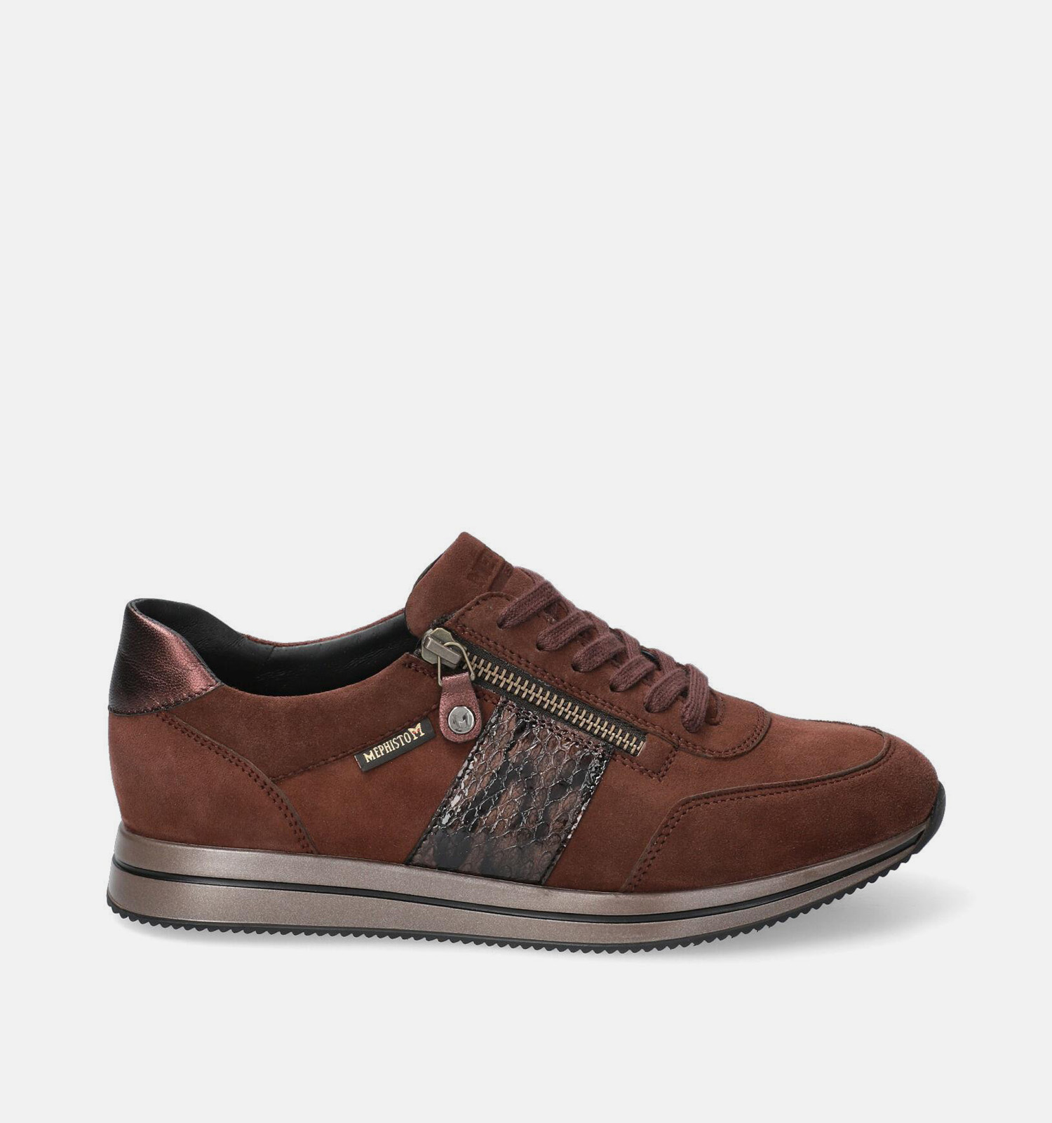 Mephisto Louma Bruine Sneakers met Veters en Rits