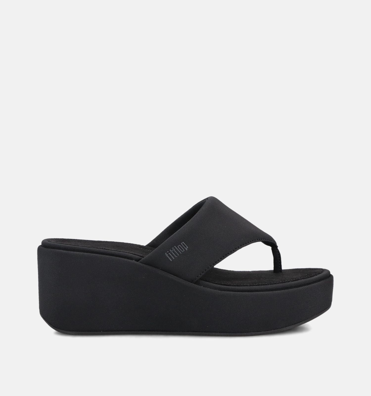 FitFlop Platform Wedge Toe-Post Zwarte Teenslippers