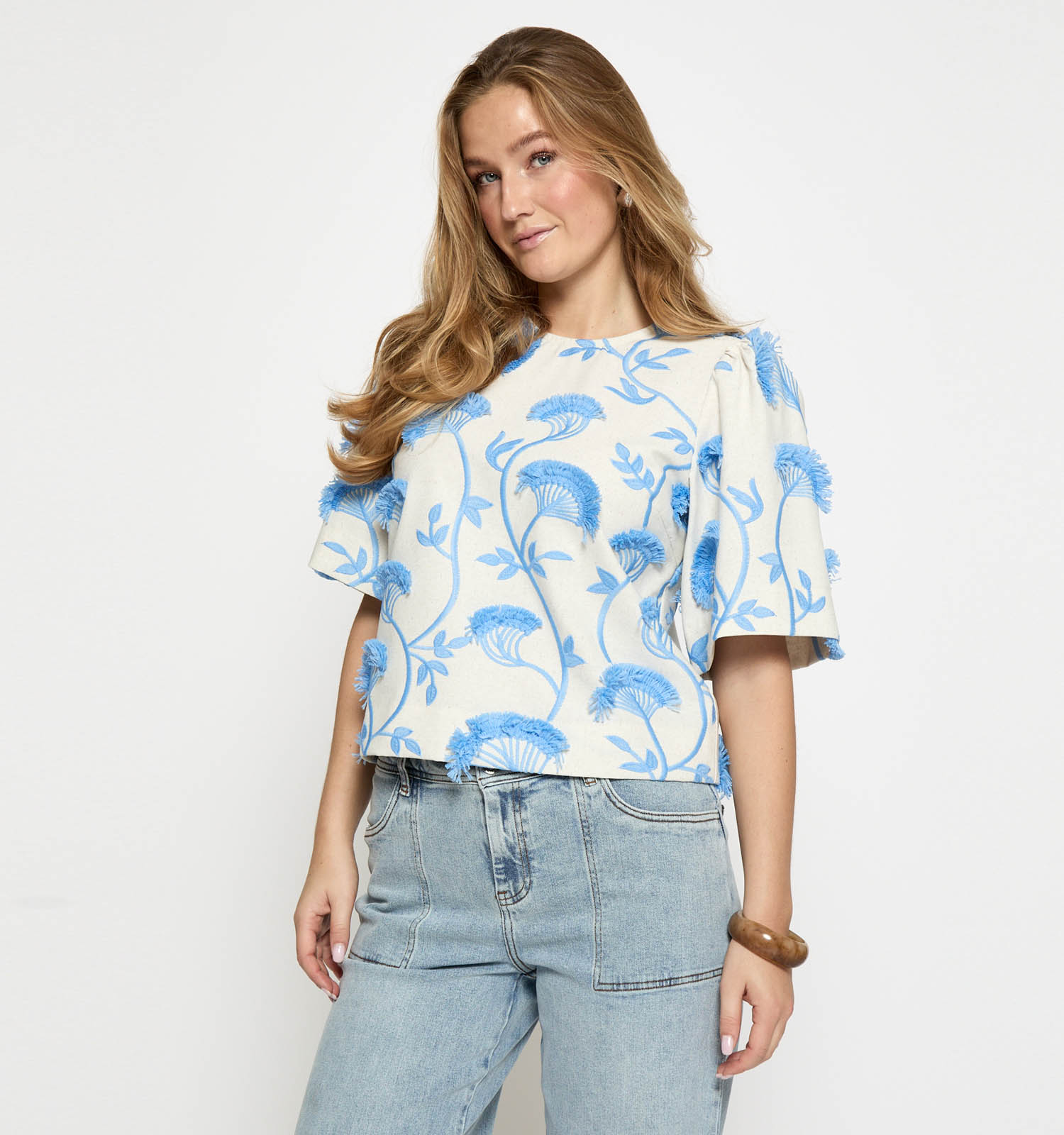 Minus Misja Skyway Blue Ecru/Blauwe Blouse