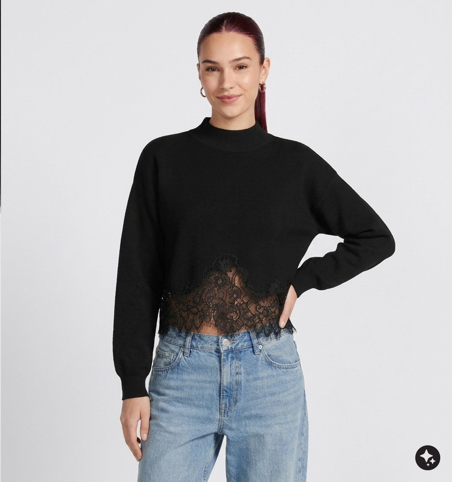 Guess Zwarte Trui met Kant