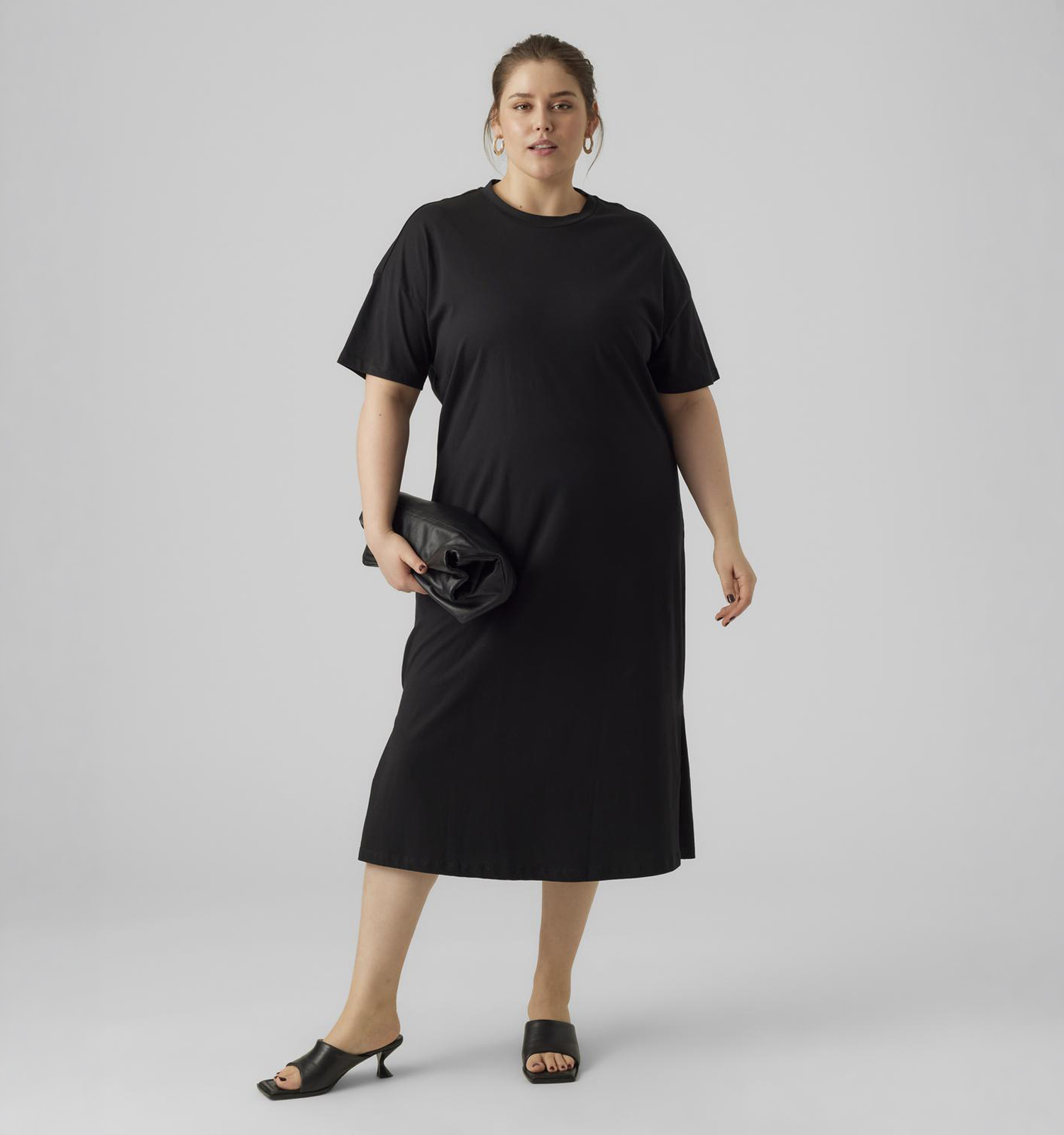Vero Moda Curve Molly Oversized Zwarte T-shirt Jurk