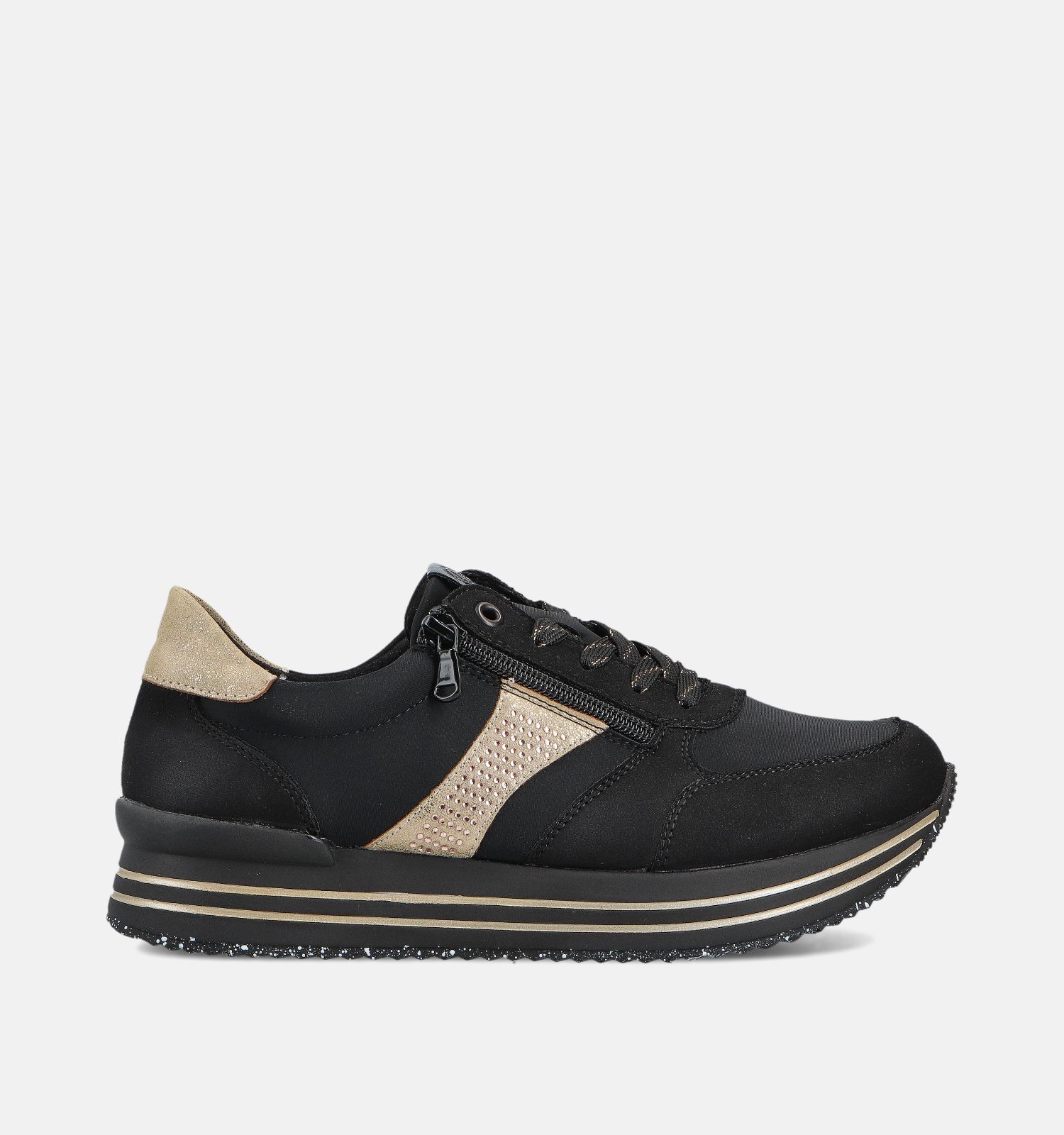Remonte Zwarte Schoenen met Veter en Rits