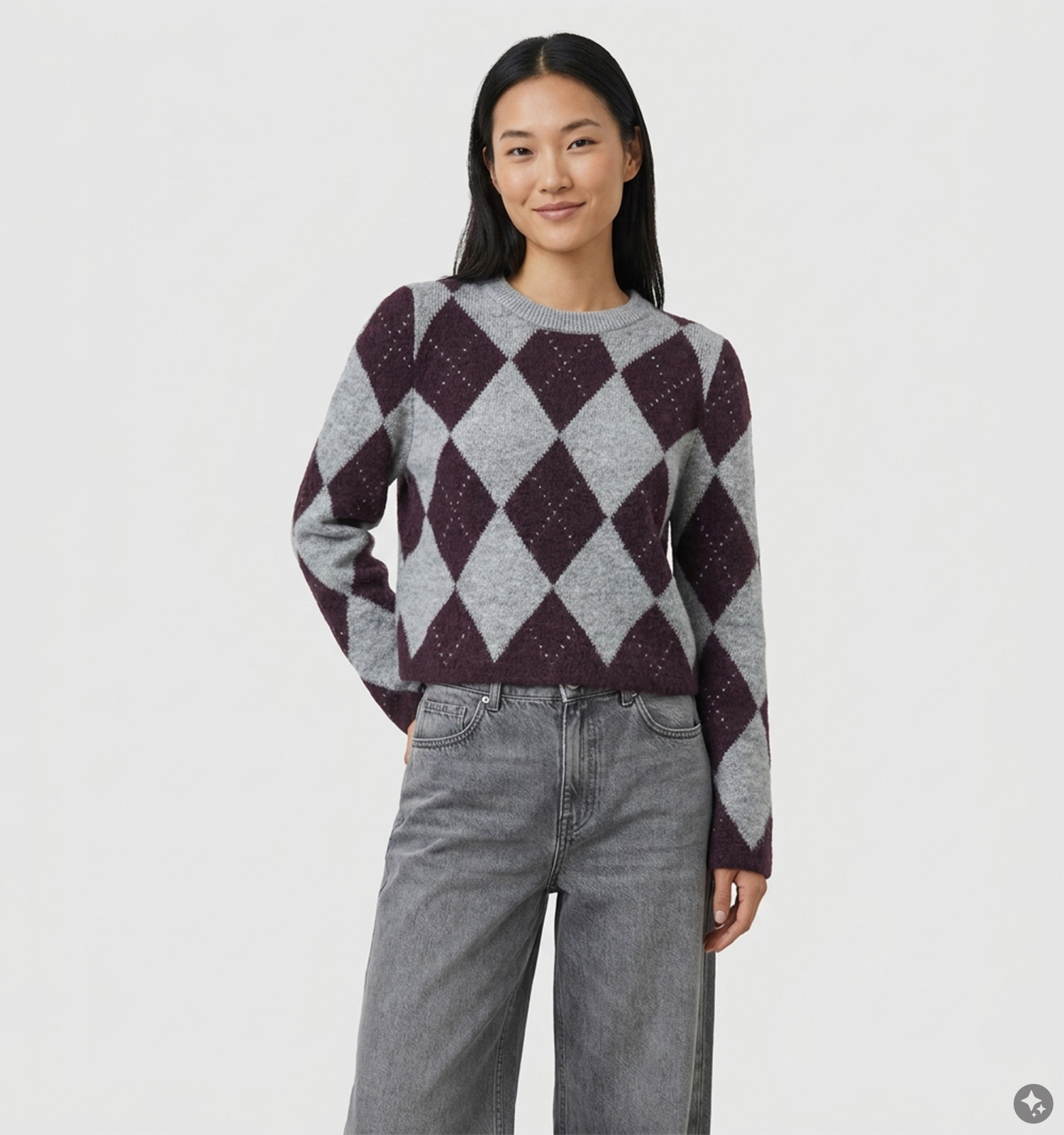 comma Argyle Grijze Trui