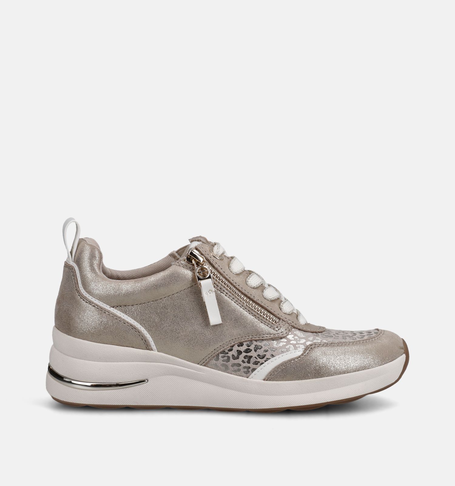 Tamaris Comfort Beige Sneakers met Sleehak
