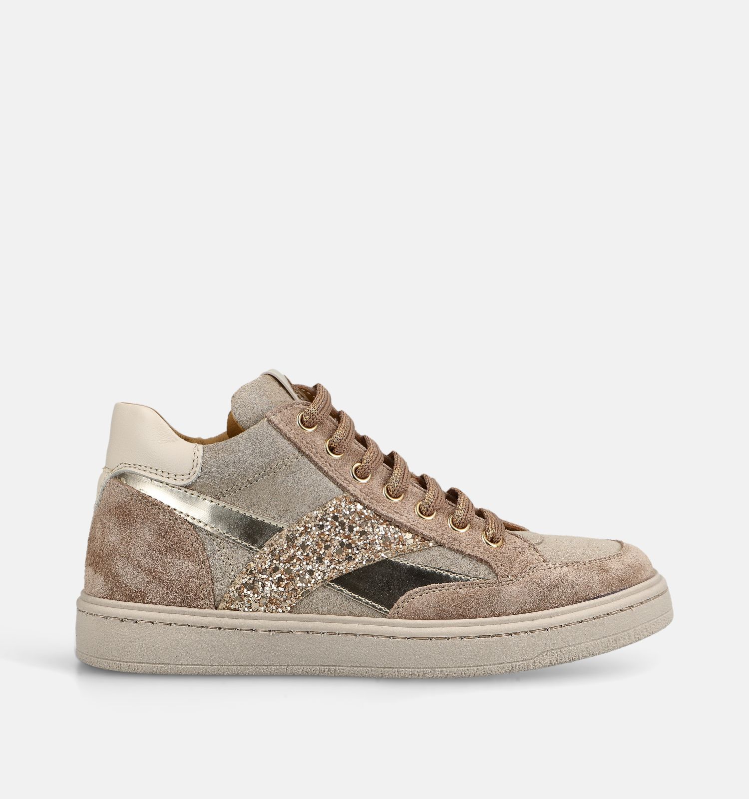 STONES and BONES India Donkerbeige Schoenen met Veter en Rits