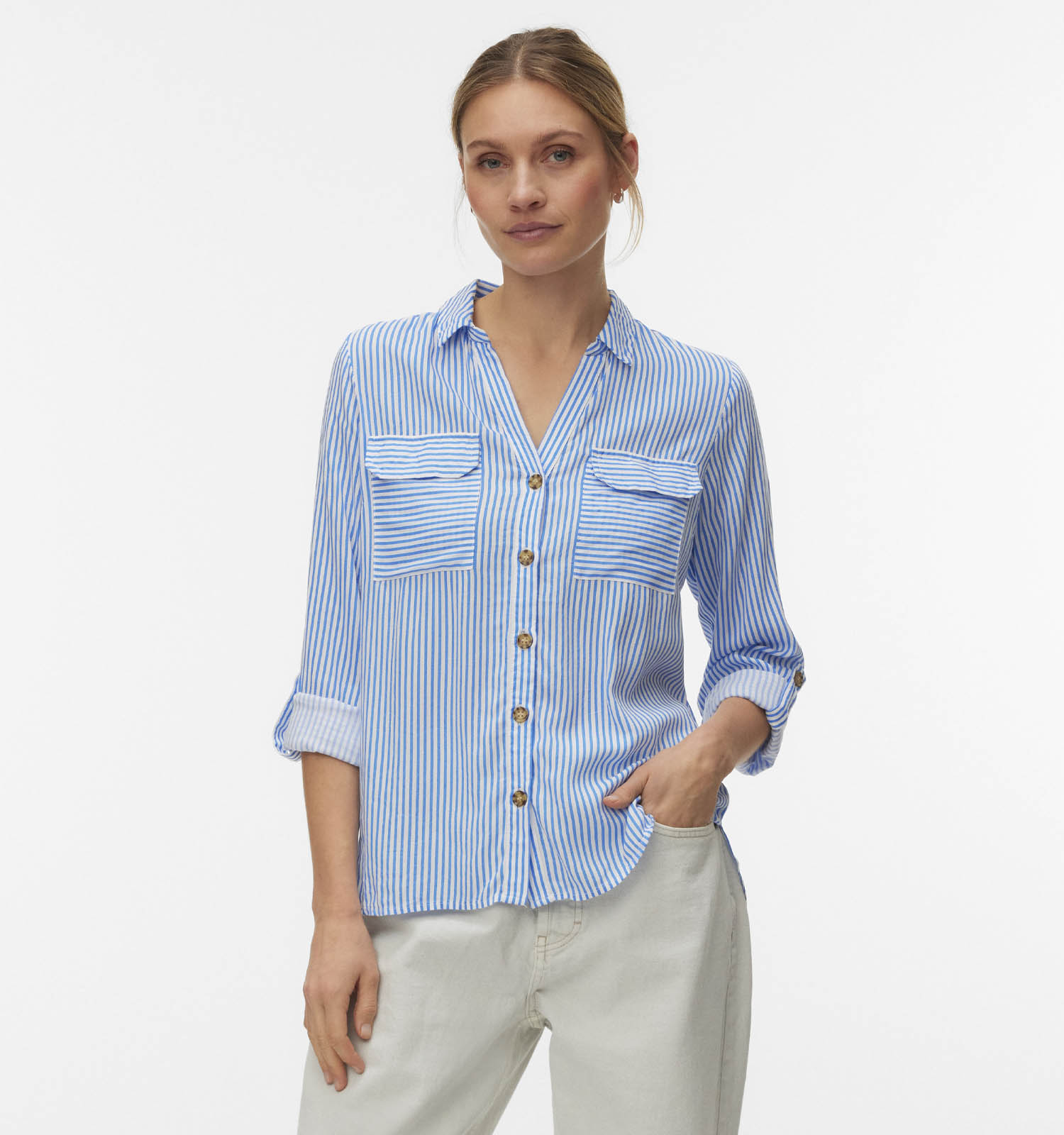 Vero Moda Bumpy Blauwe Blouse
