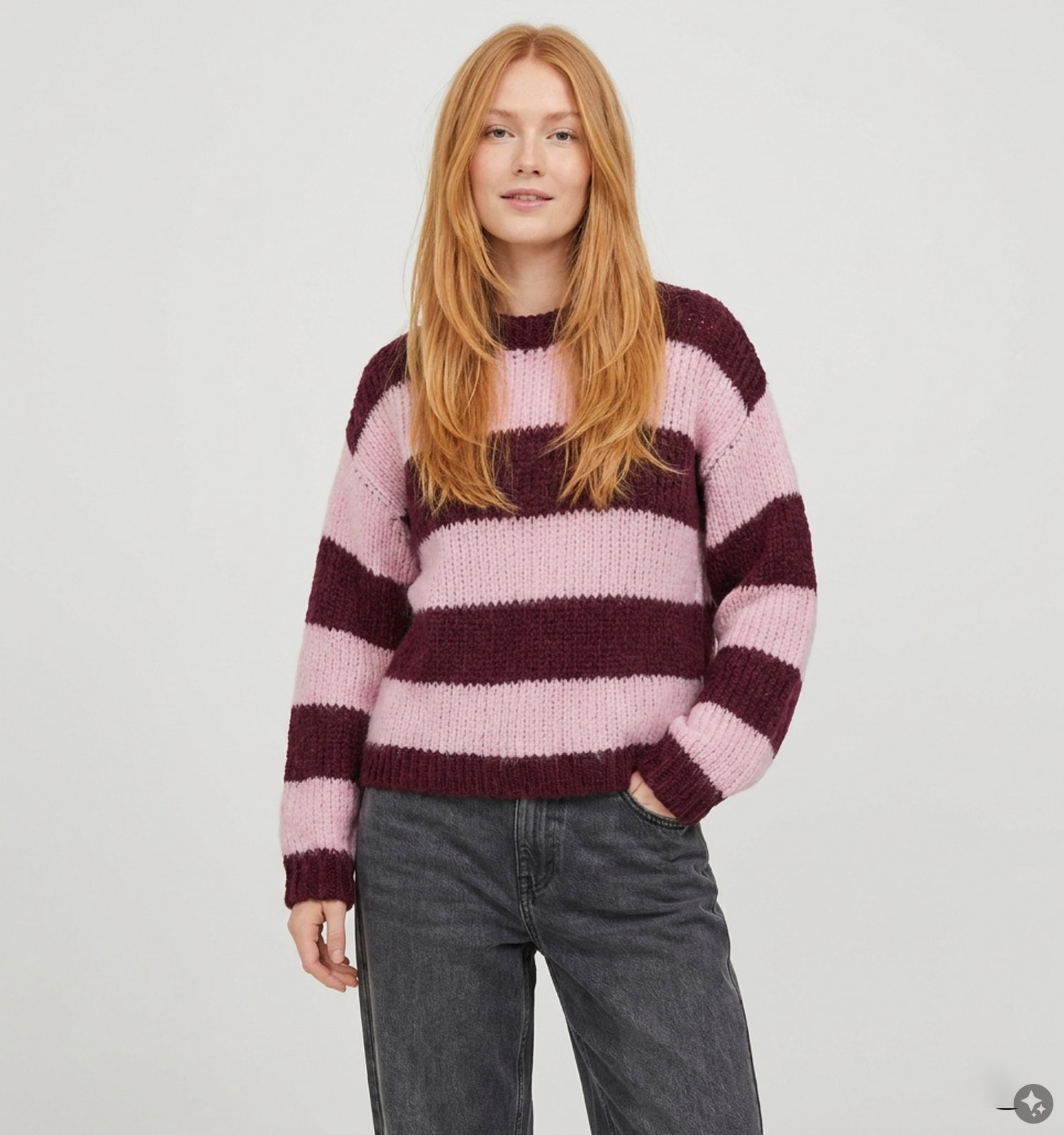 Pieces Dorthea Pull en Rose/Bordeaux