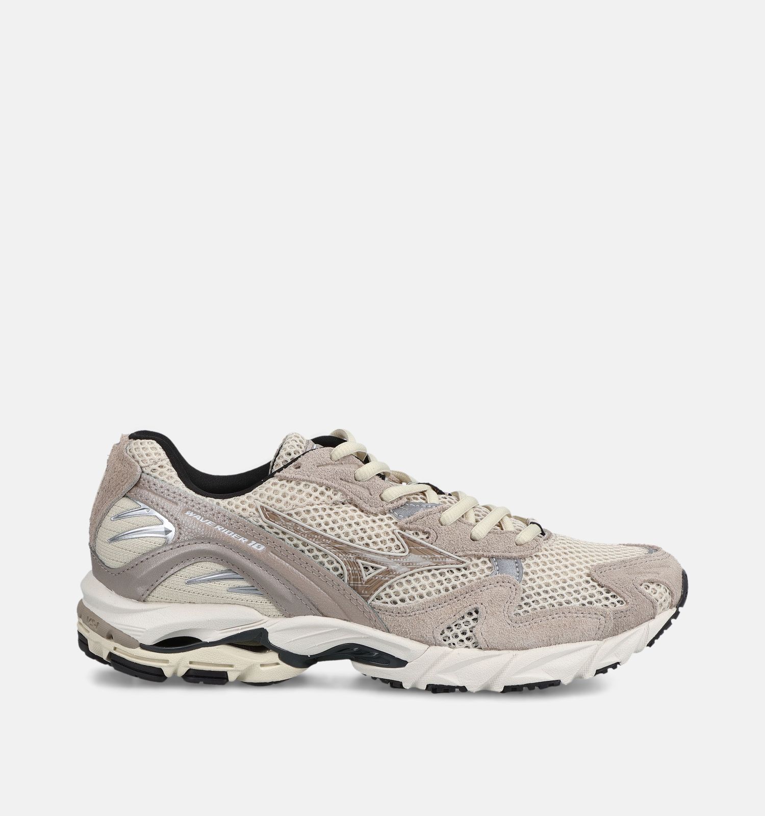 Mizuno Wave Rider 10 Suede Lichtbeige/Taupe Sneakers