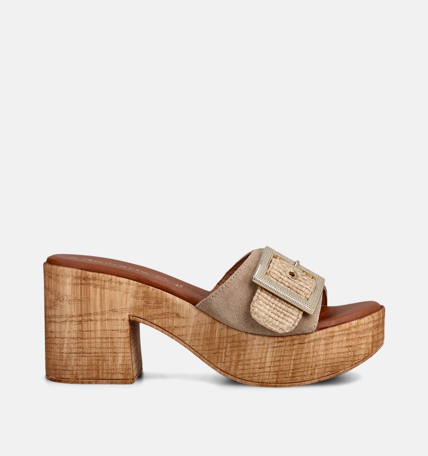 Tamaris Beige Slippers met Blokhak
