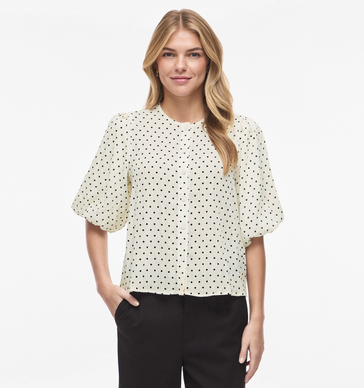 Vila Polkadot Blouse en Blanc/Noir