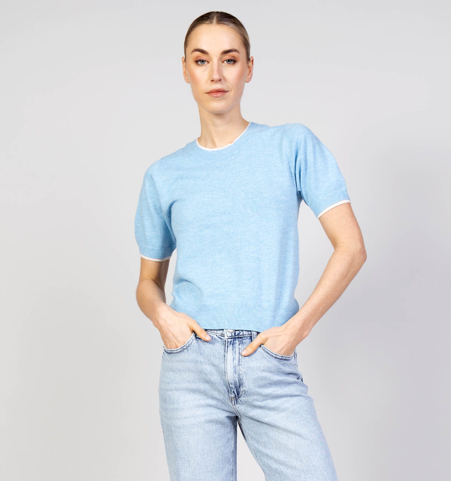 Vero Moda Wonderful Blauw Truitje met Korte Mouwen