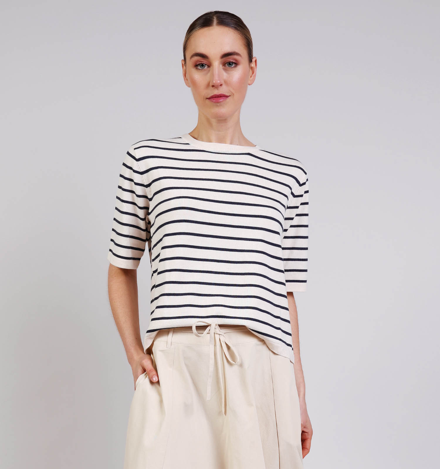 Vila Malu T-shirt en Beige/Bleu