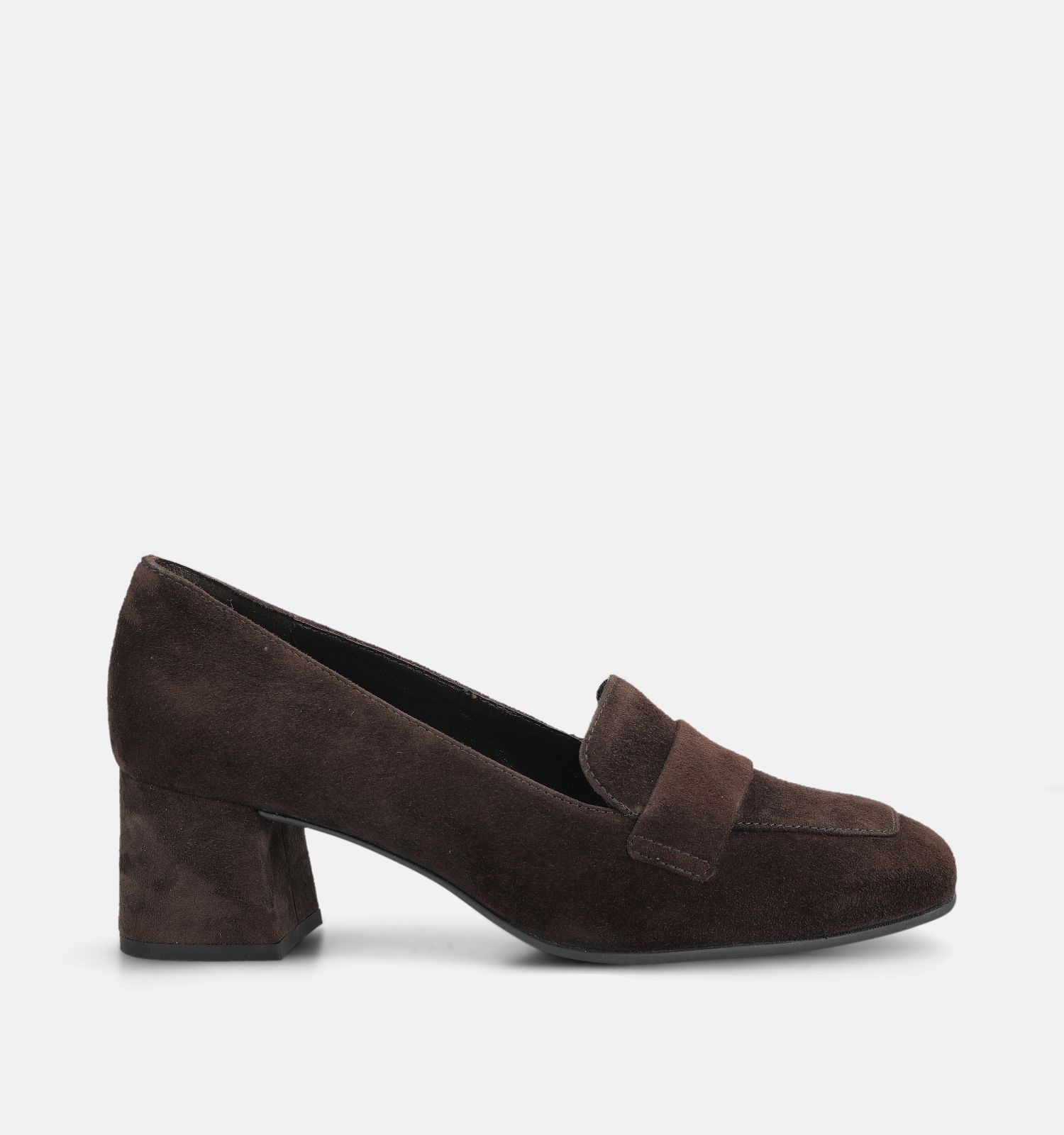 Paul Green Donkerbruine Mocassins met Blokhak