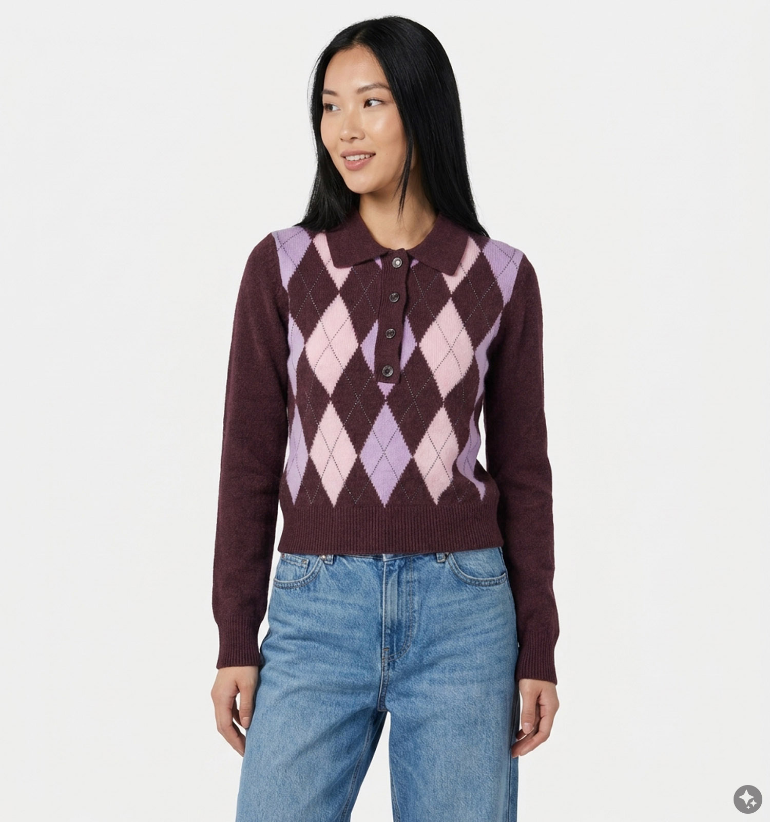Guess Bordeaux Geruite Polotrui