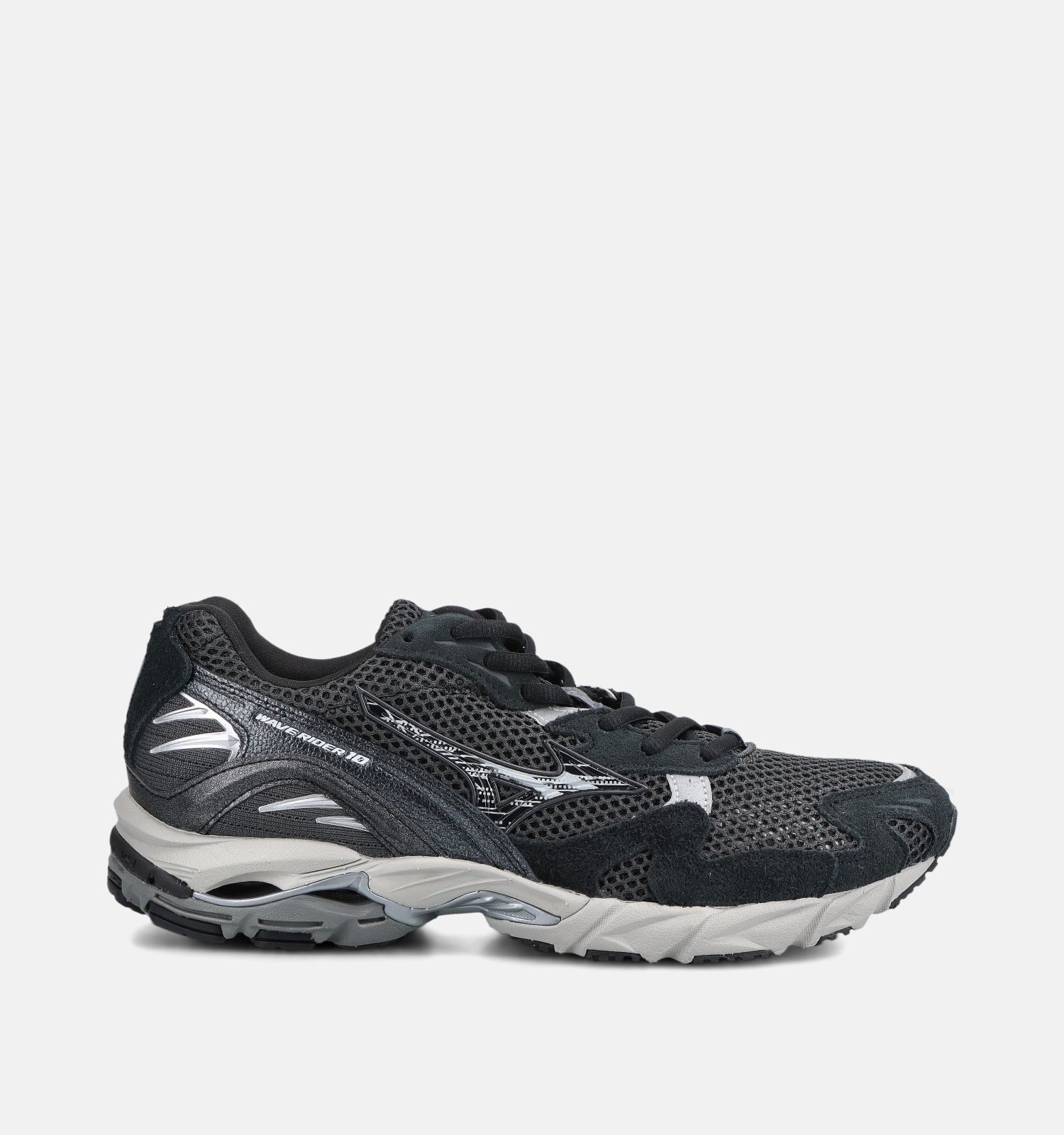 Mizuno Wave Rider 10 Suede Zwarte Sneakers