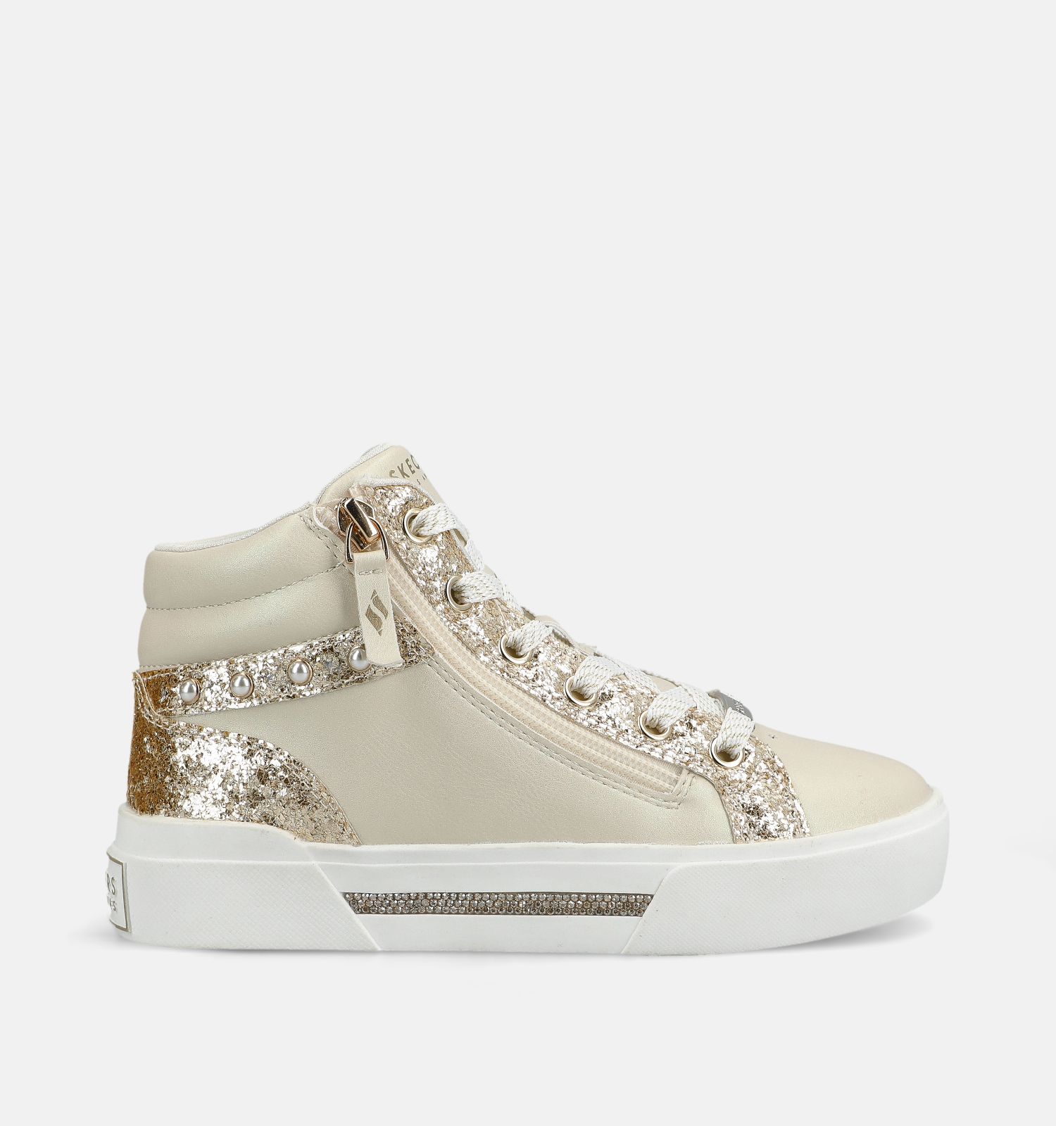 Skechers Aura LX Gouden Sneakers met Veter en Rits