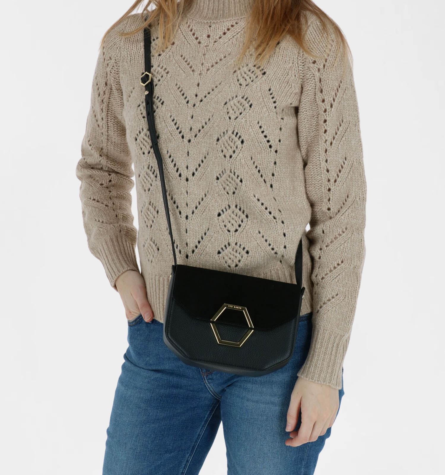 Ted Baker Lenah Sac Port Crois en Noir Femmes Sacs port