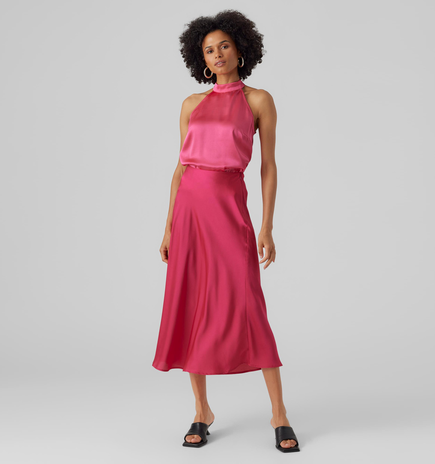 Vero Moda VMNATALIE MIDI NOOS - Kokerrok - dark grey denim/donkergrijs