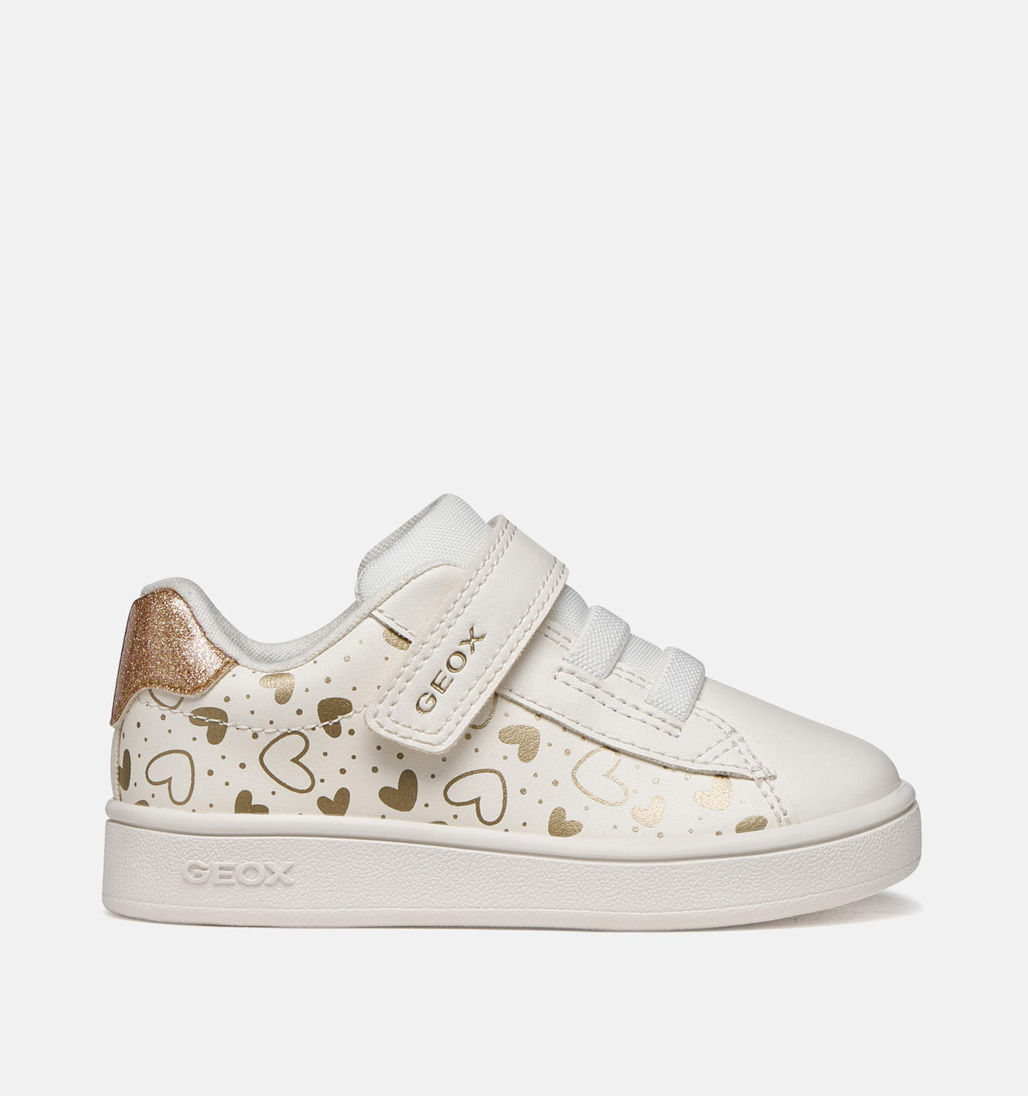 Geox Eclyper Witte/Gouden Sneakers met Hartjes