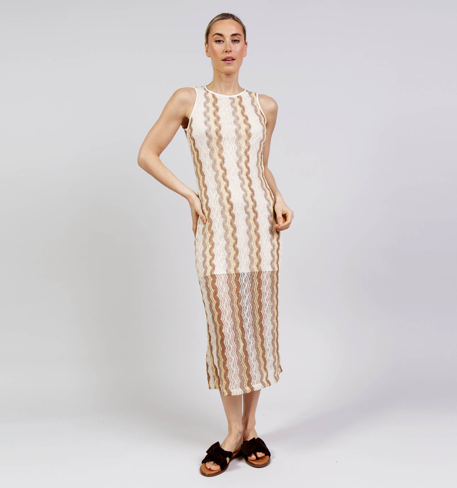Vero Moda Teresa Tigers Eye Robe en Beige