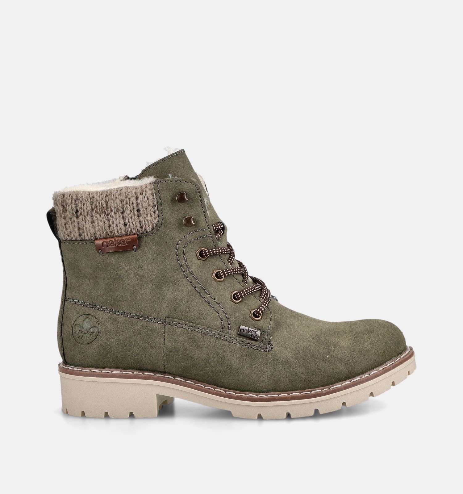 Rieker Kakigroene Boots met Veters