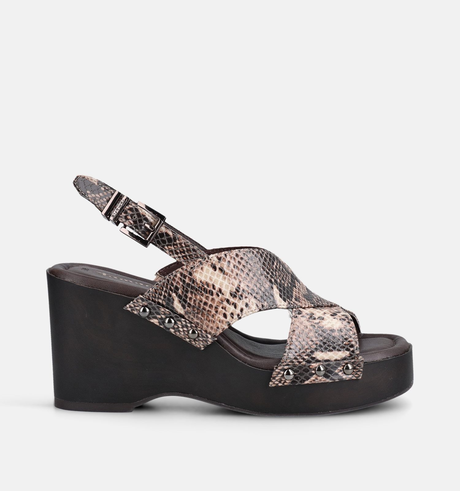 Tamaris Sandales compensées en Noir/Brun foncé