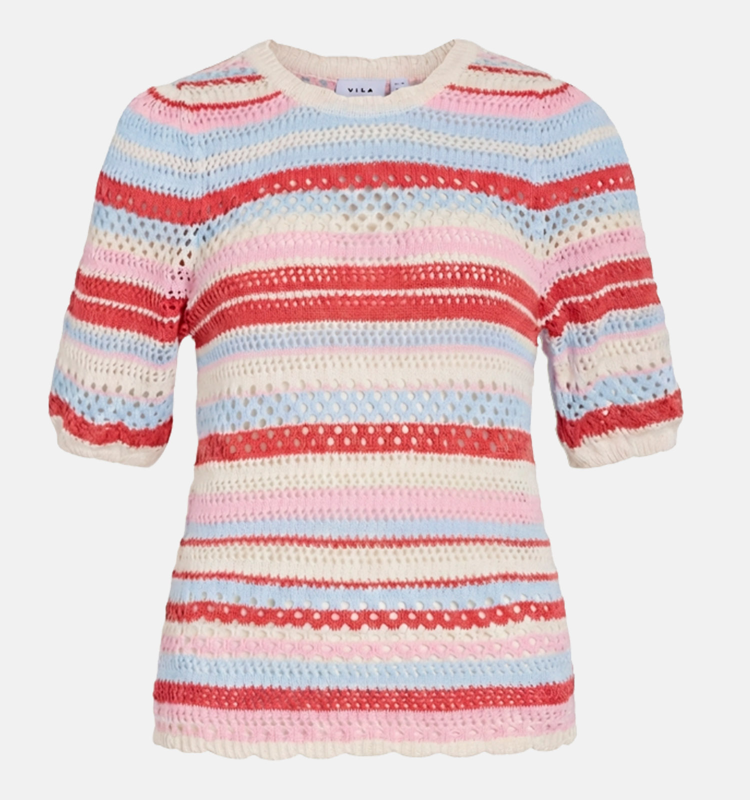 Vila Mina Stripe Knit Roze/Lichtblauwe Trui