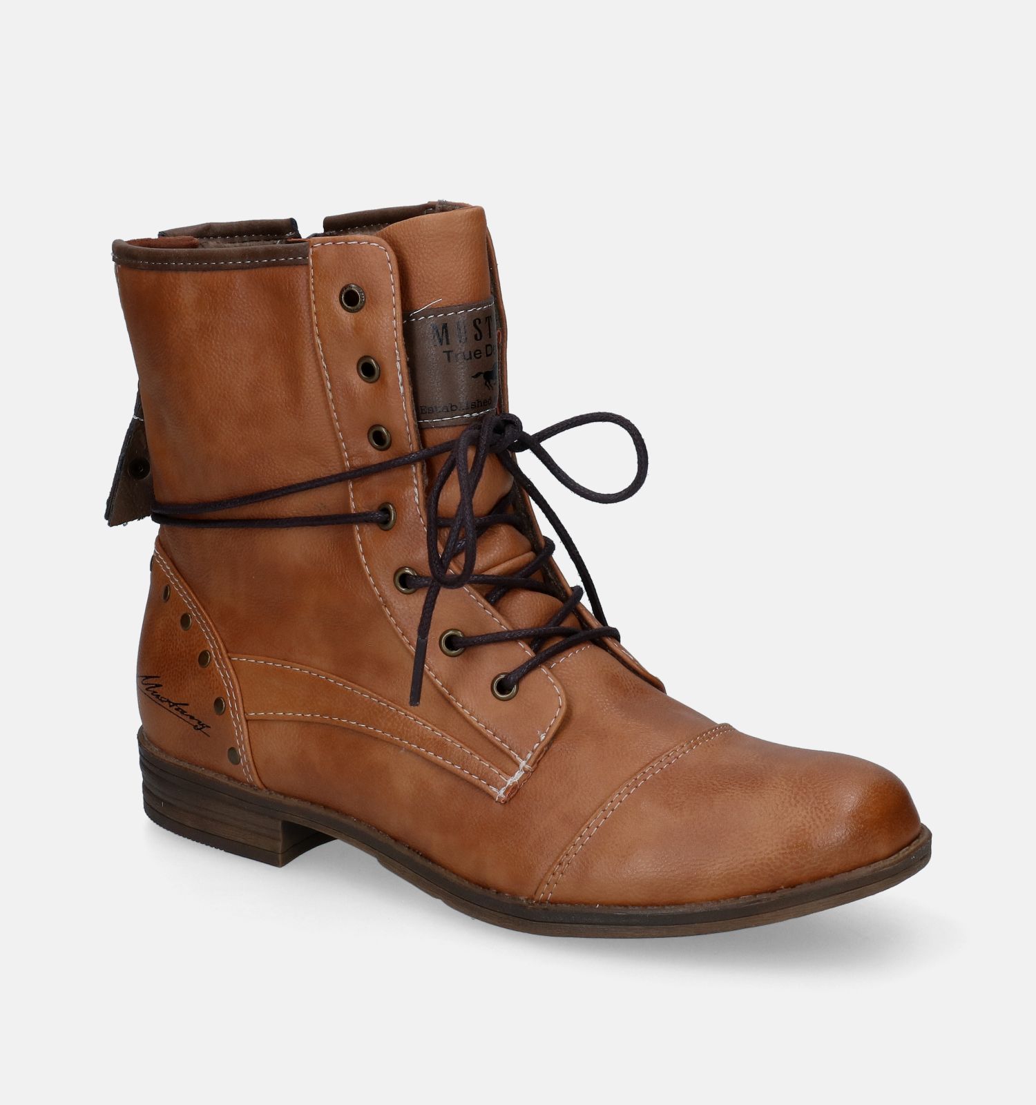 Mustang Boots lacets en Beige fonc Femmes Boots en ligne