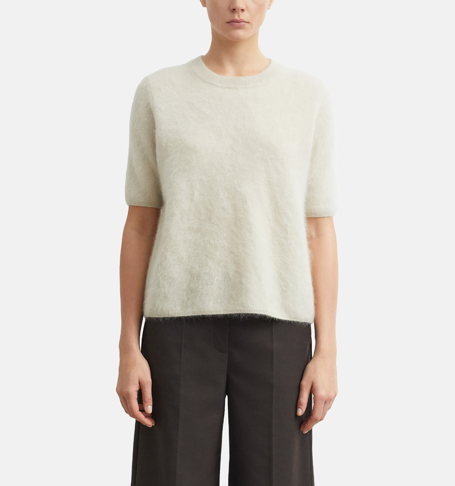 comma Beige Trui met Korte Mouwen