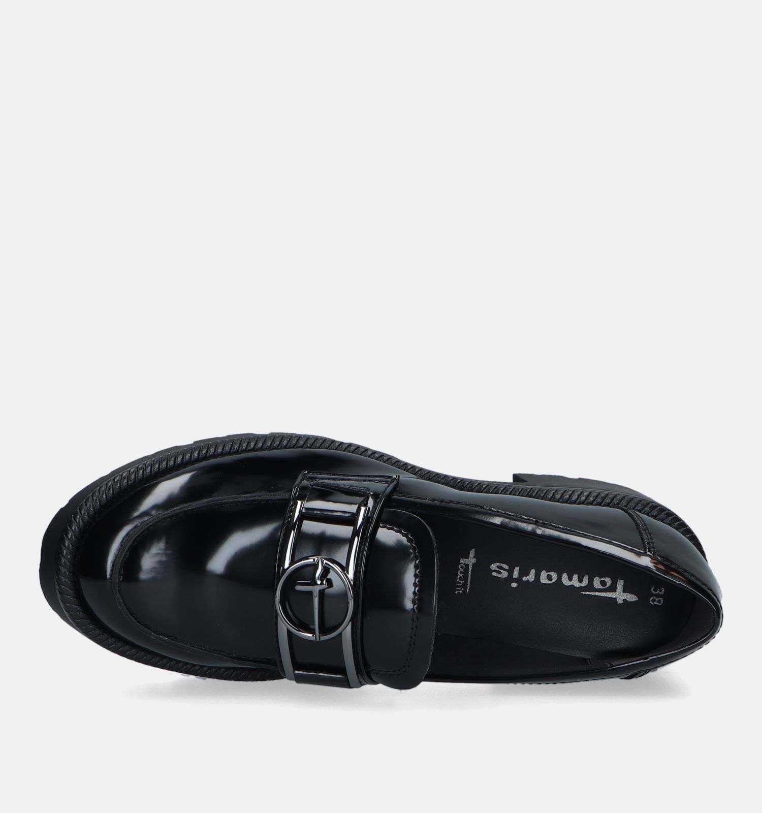 Zwarte nubuck mocassins voor dames, versierd met een leren koord