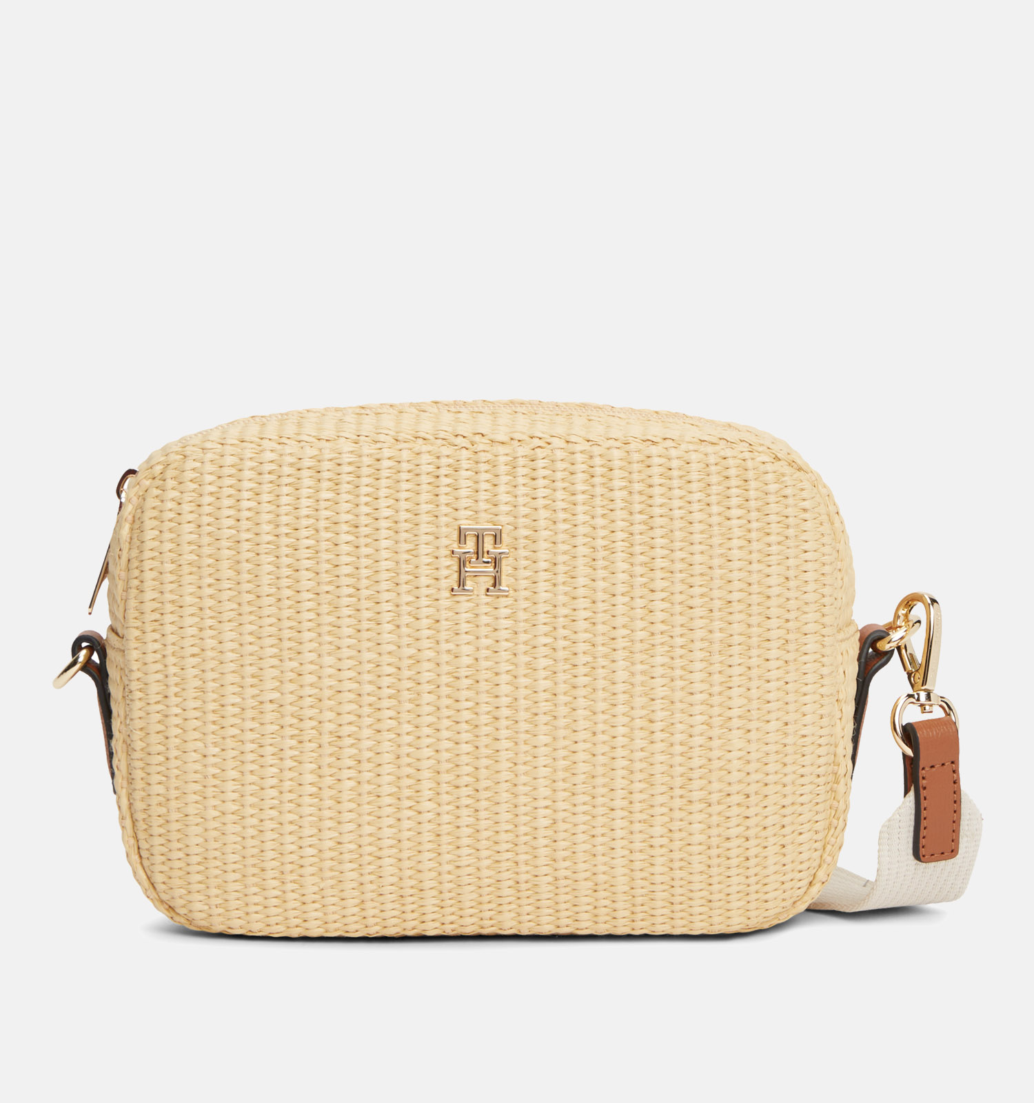Tommy Hilfiger Popette Camera Raffia Lichtbeige/Bruine Crossbodytas