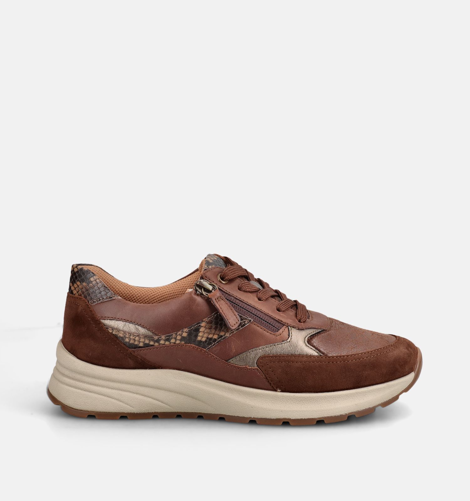 Gabor Comfort Donkerbruine Schoenen met Veter en Rits