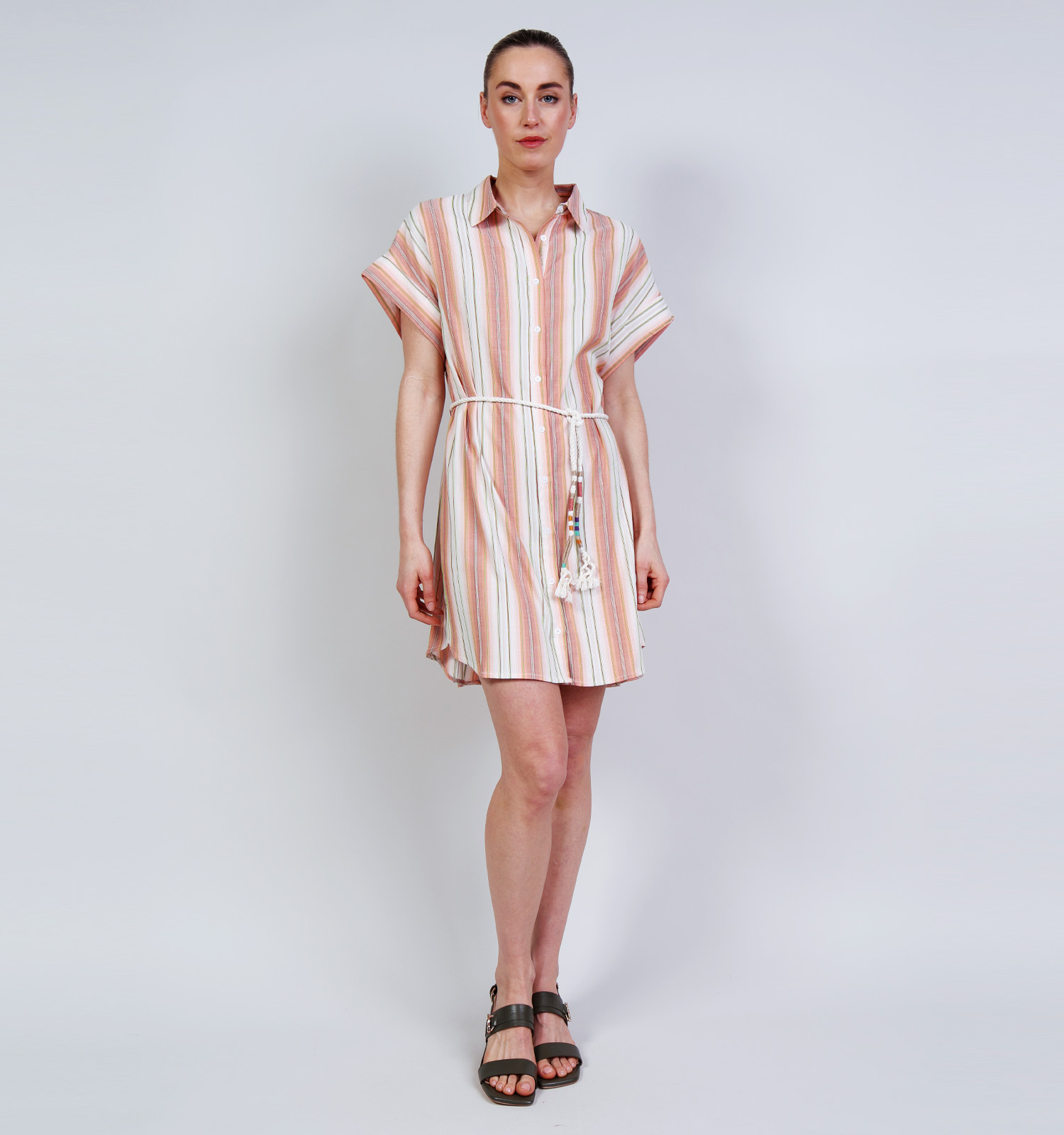 Orfeo Anya Oranje Hemdjurk Gestreept