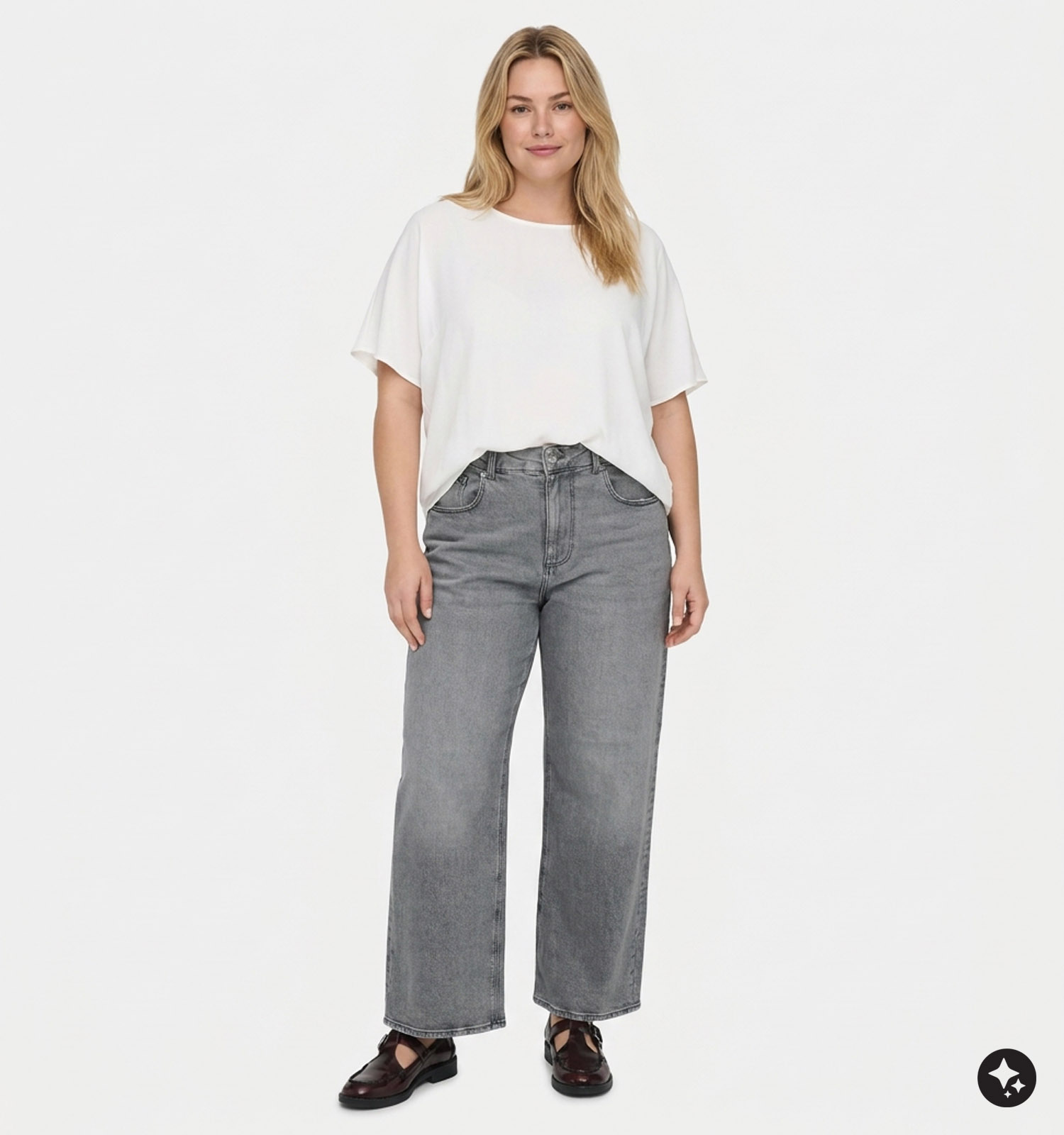 ONLY Carmakoma Juicy Grijze Straight Leg Jeans Broek