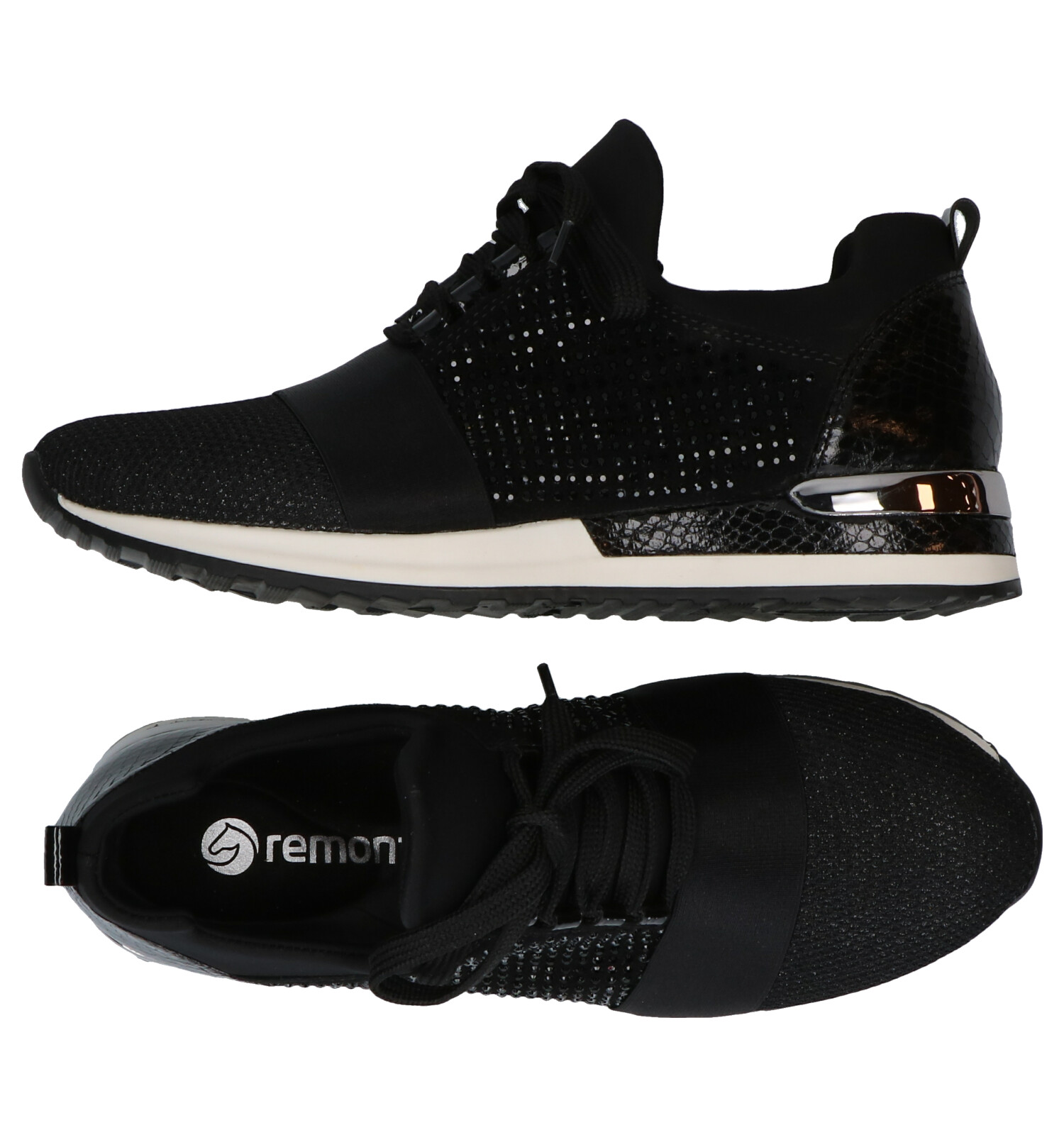 Remonte Zwarte Slip-on Sneakers | TORFS.BE | Gratis verzend en retour