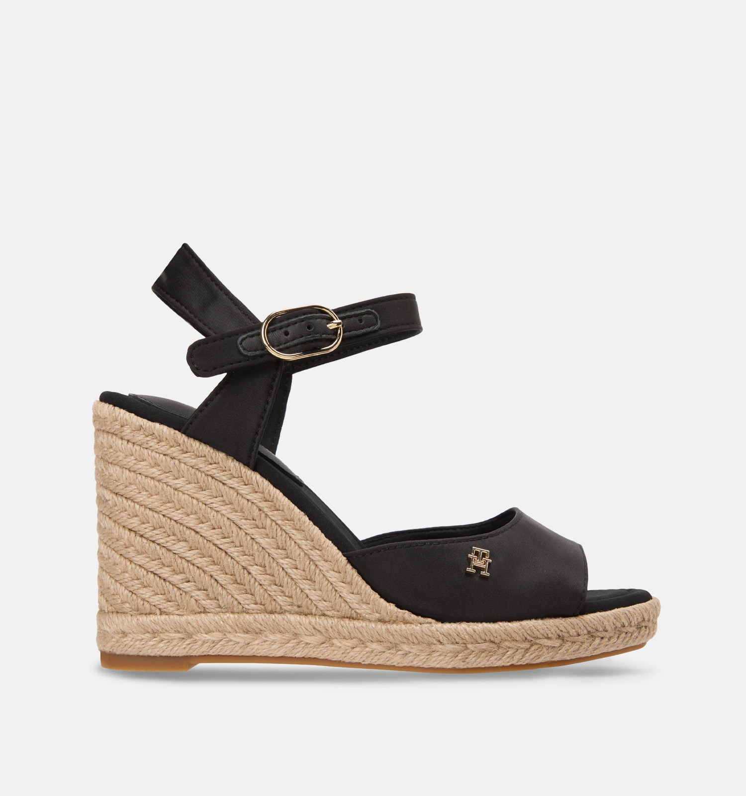 Tommy Hilfiger High Wedge Satin Sandales à talons en Noir