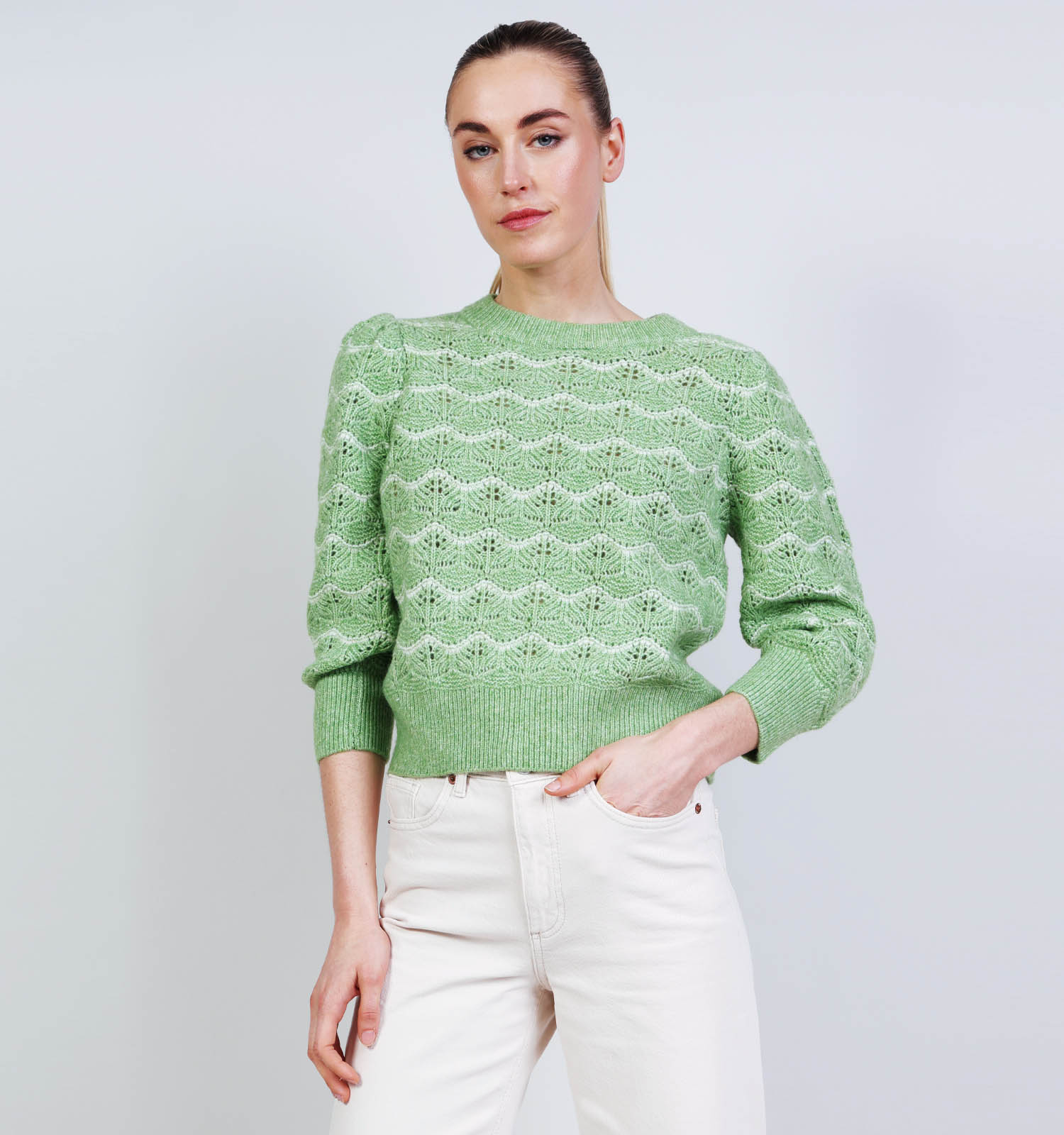 Vero Moda Leonor Stitch Groene Pull