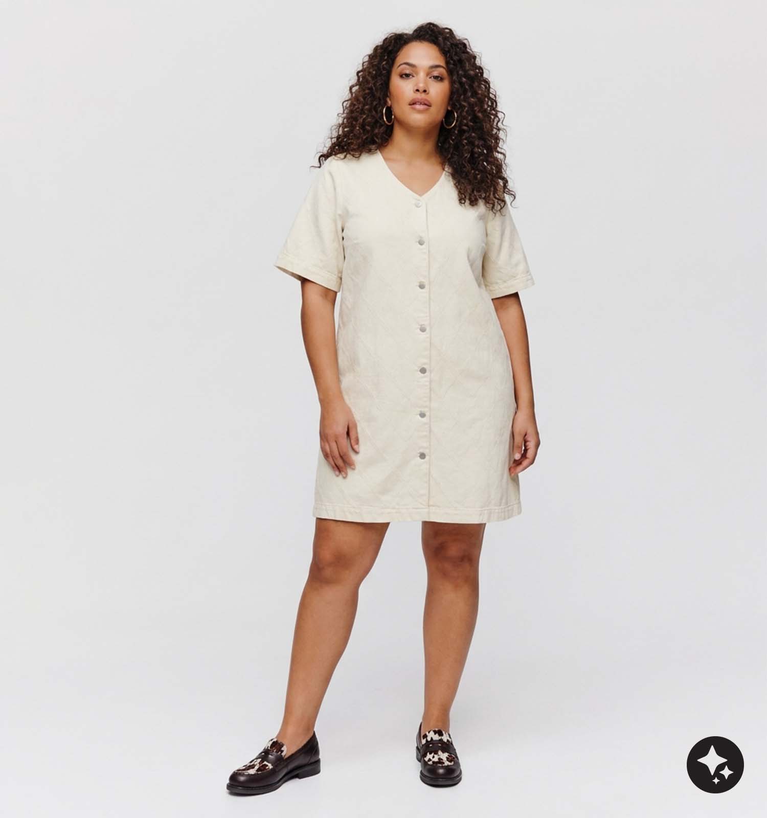 Vero Moda Curve Fonda Ecru Midi-Jurk