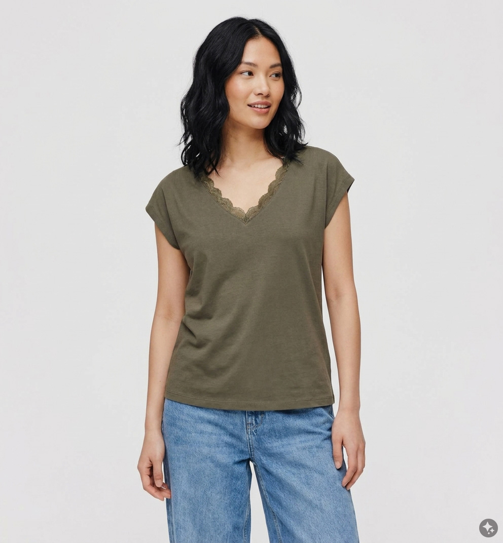 Vila Modala Lace T-shirt en Vert