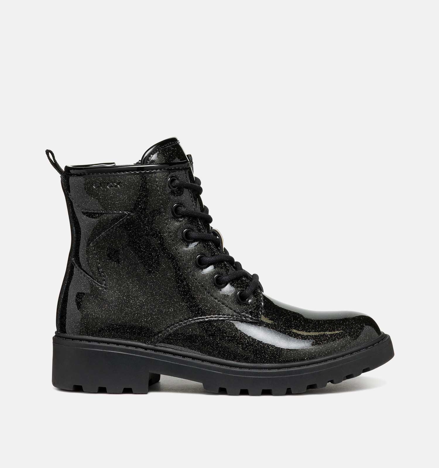 Geox Casey Girl Zwarte Boots met Veters en Rits