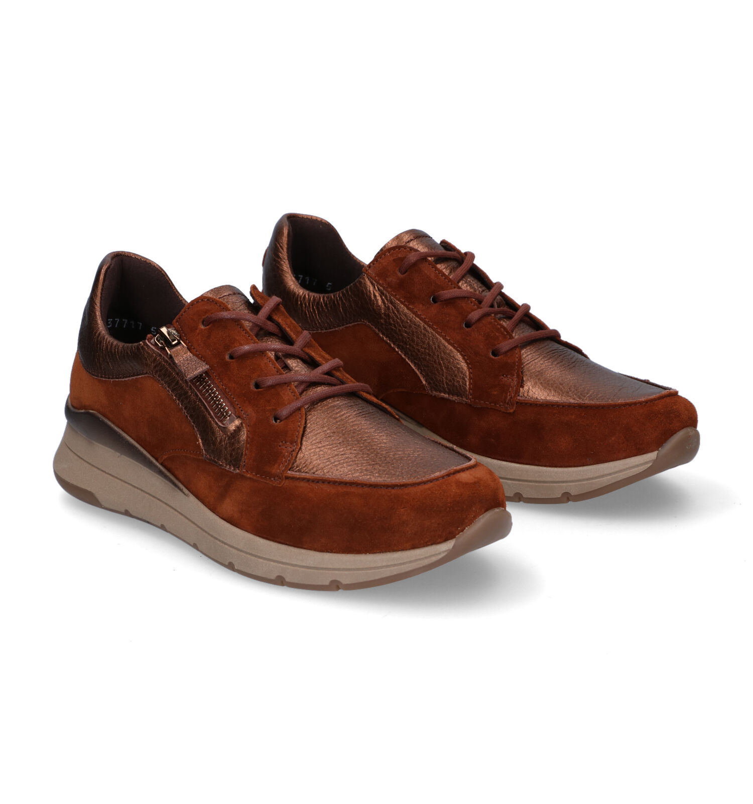 spion Onrustig Hallo Ara High Soft Cognac Veterschoenen | Dames Sneakers