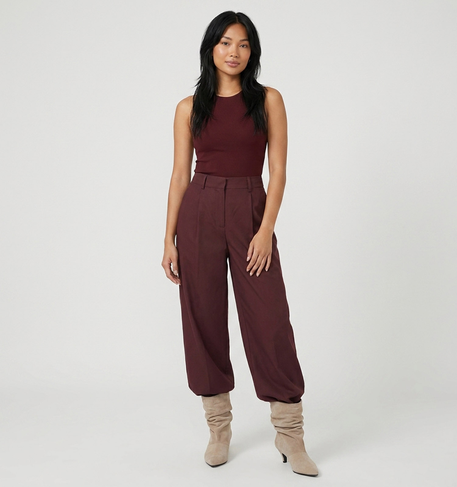 Vero Moda Taylor Barrel Pantalon classique en Bordeaux