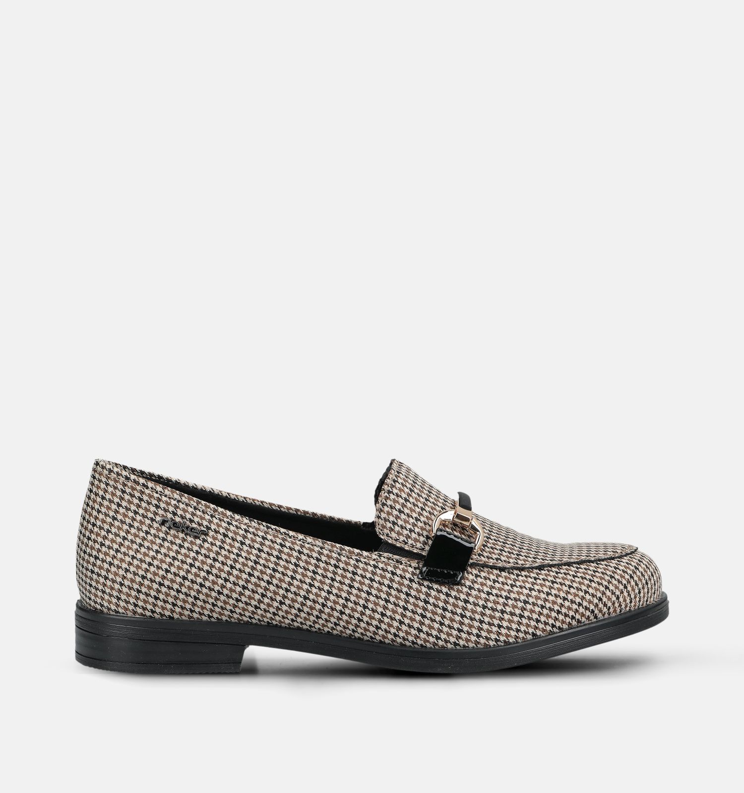 Rieker Houndstooth Beige/Zwarte Loafers