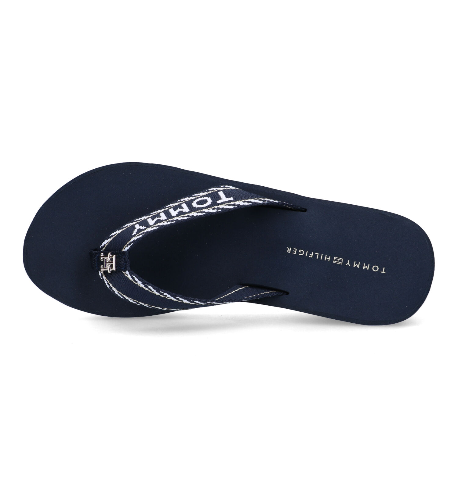 Tommy Webbing Blauwe Teenslippers Dames Slippers Online op TORFS.BE