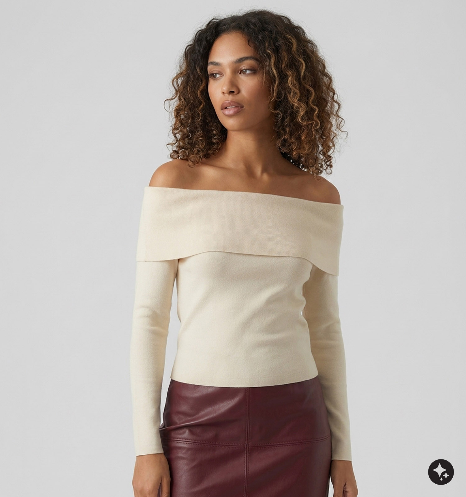 JDY Astra Off-shoulder Longsleeves en Beige