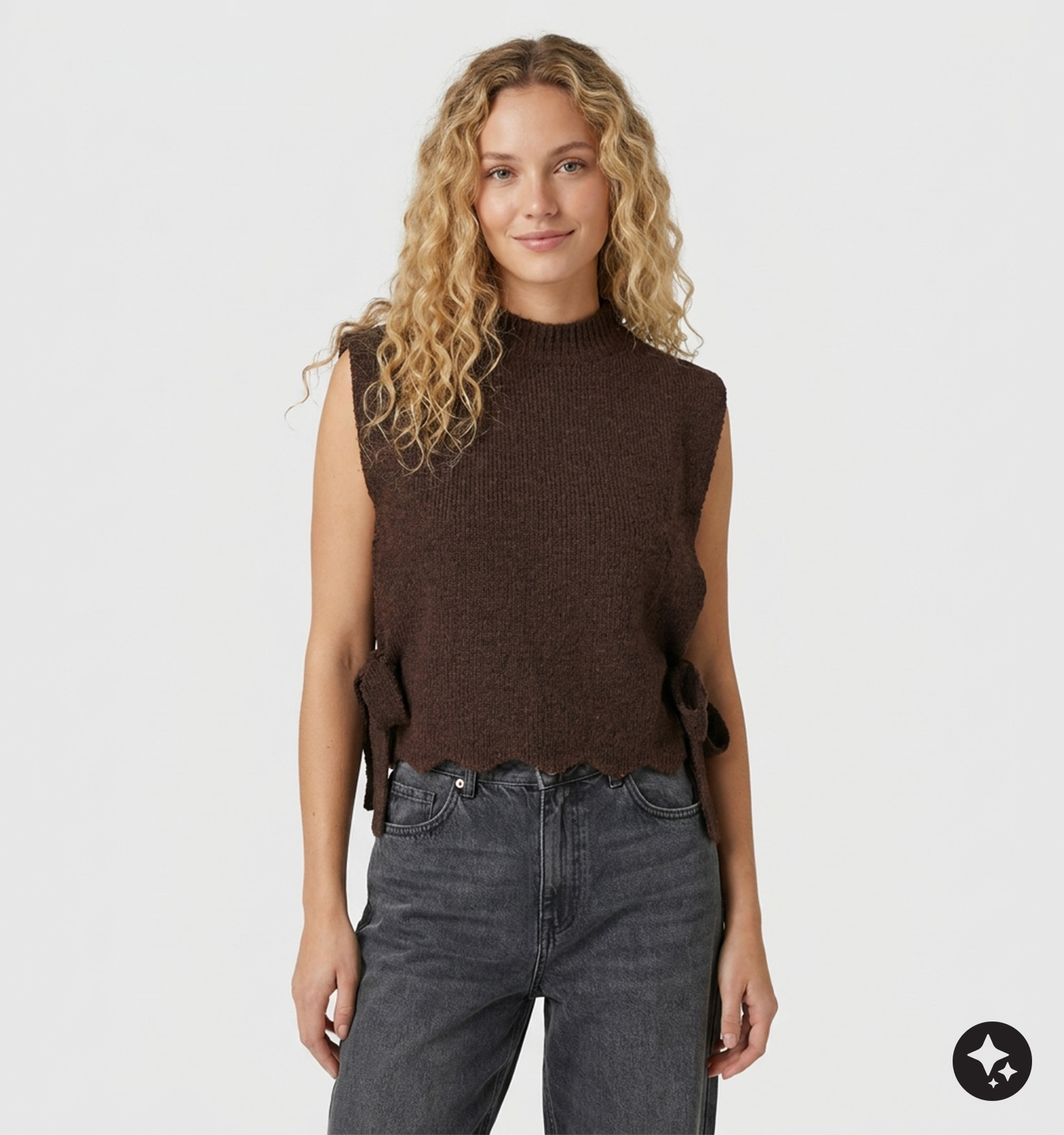 Pieces Autumn Neckwarmer Bruine Mouwloze Trui