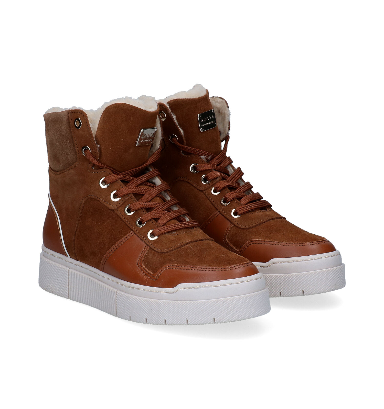 honing Missie prijs Scapa River Cognac Hoge Sneakers | Dames Sneakers