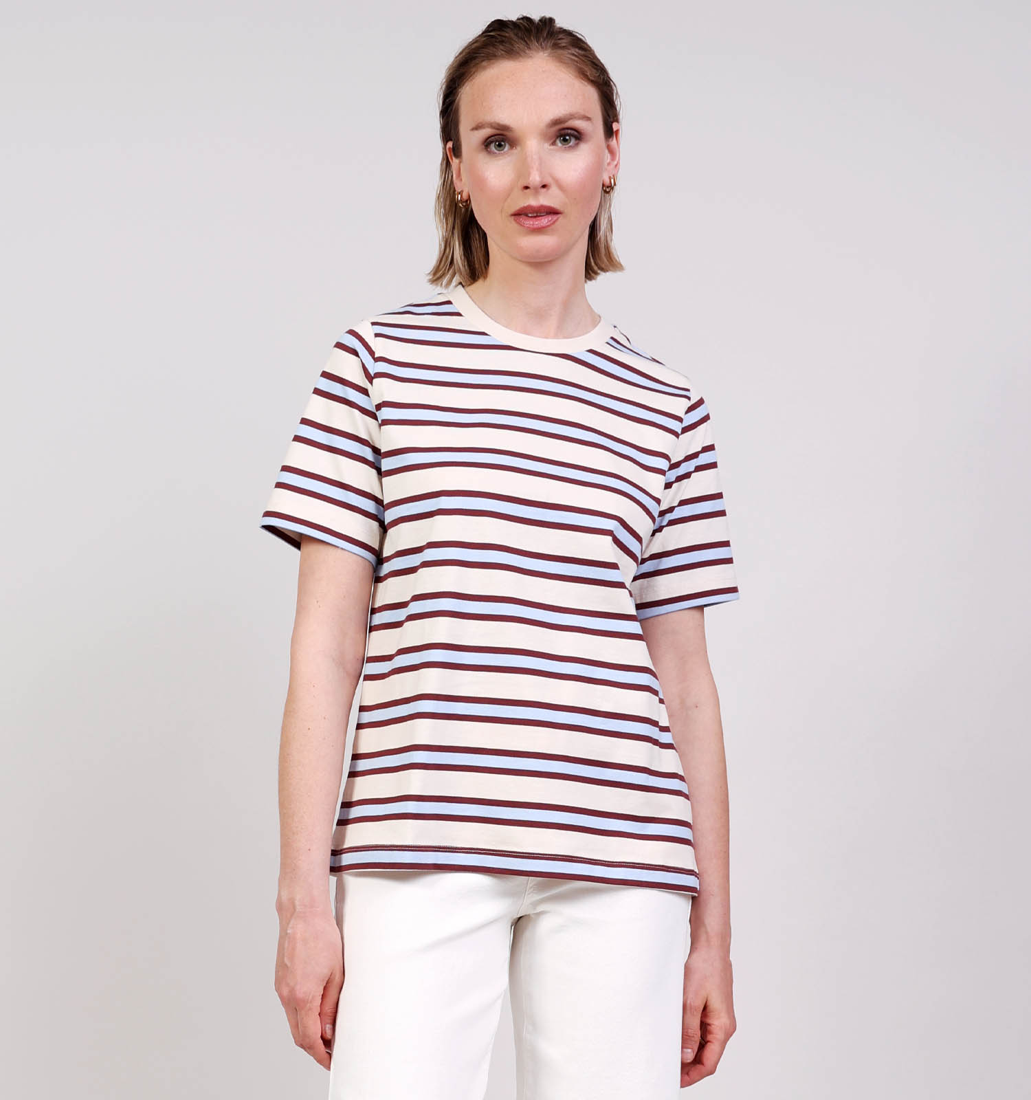 Vero Moda Mika Demi Beige/Blauwe Gestreepte T-shirt